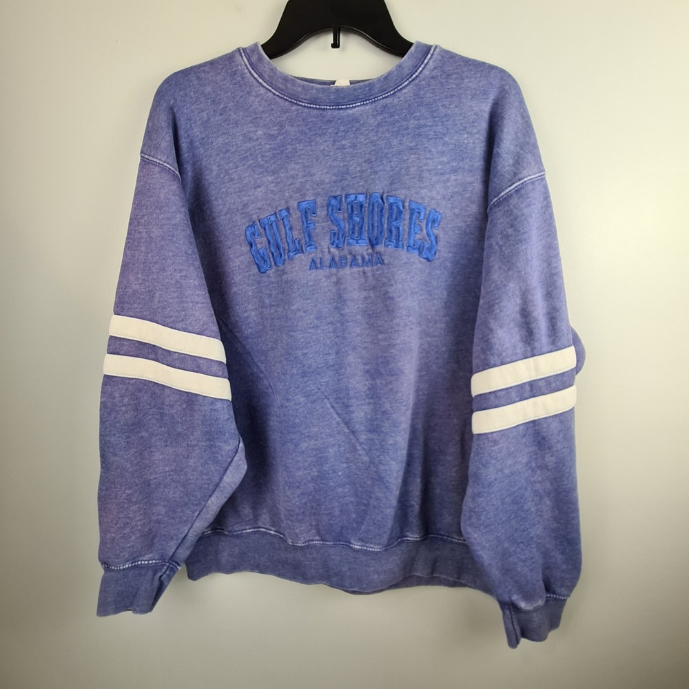 Vintage Collection Gulf Shores Alabama Embroidered Sweatshirt Purple Wash Large